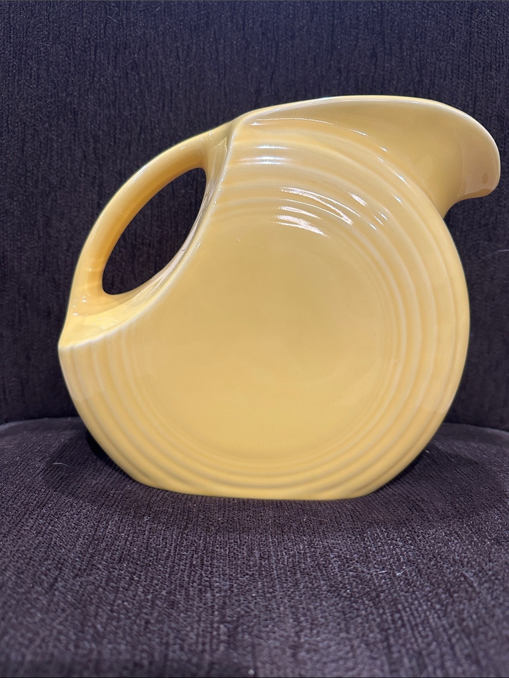 Fiesta Yellow Disc Pitcher - Circular Retro Ceramic Jug